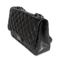 Black Quilted Lambskin Jumbo Classic Single Flap Bag