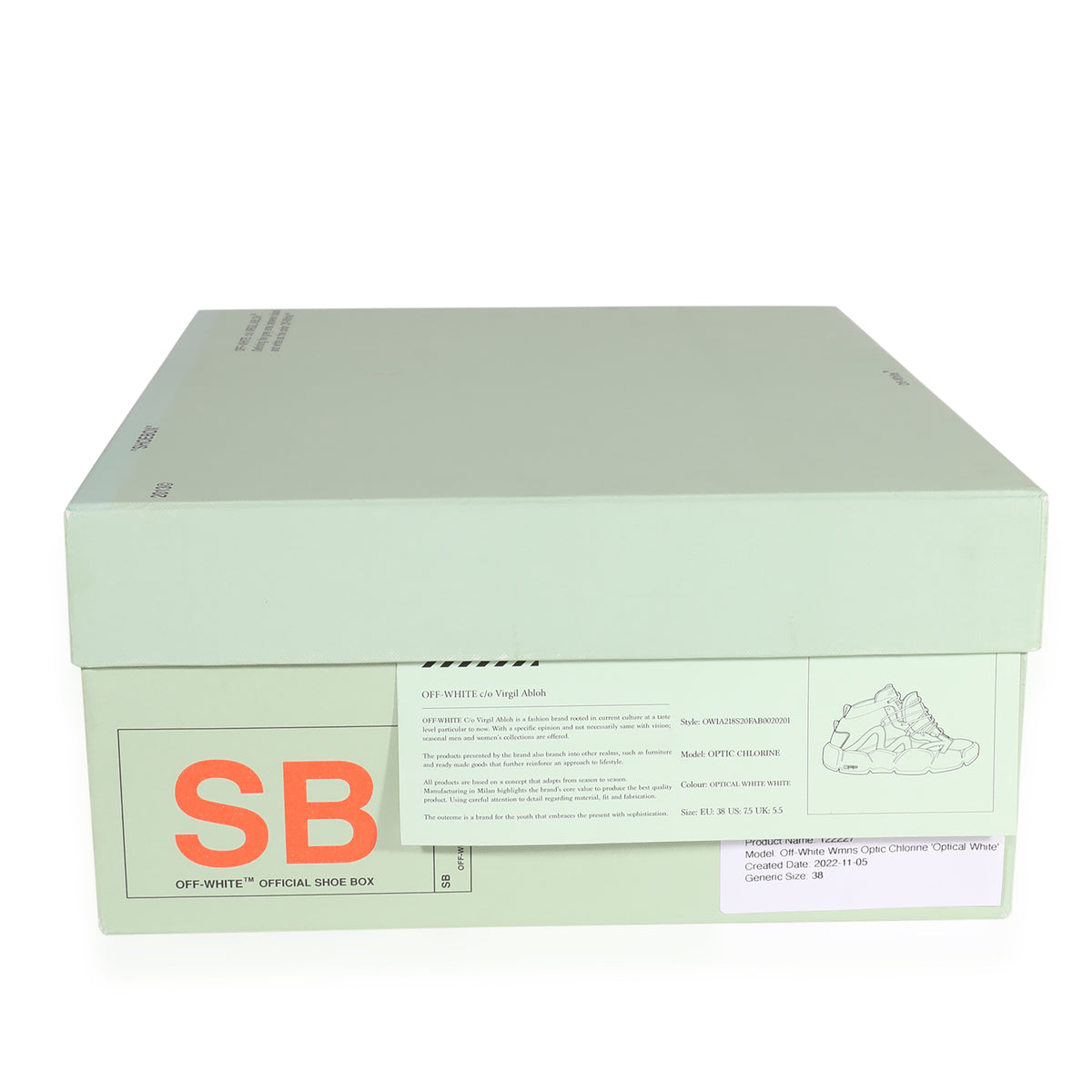 Off White Wmns Optic Chlorine 'Optical White' box