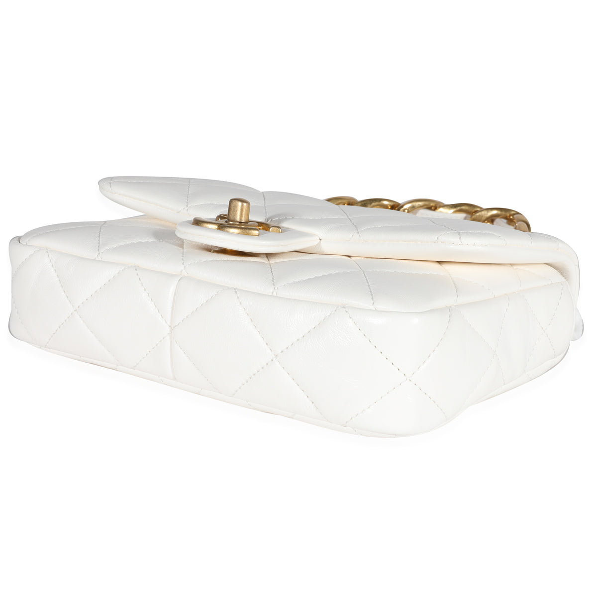 Chanel White Quilted Lambskin Small Funky Town Flap Bag Handbag box
