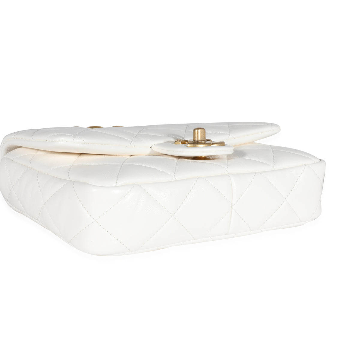 Chanel White Quilted Lambskin Small Funky Town Flap Bag Handbag clasp