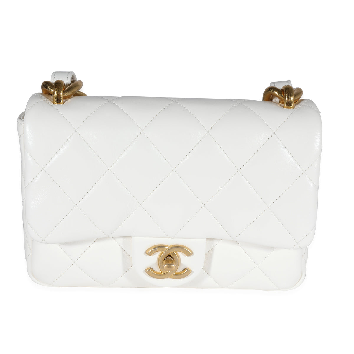 Chanel White Quilted Lambskin Small Funky Town Flap Bag Handbag fv
