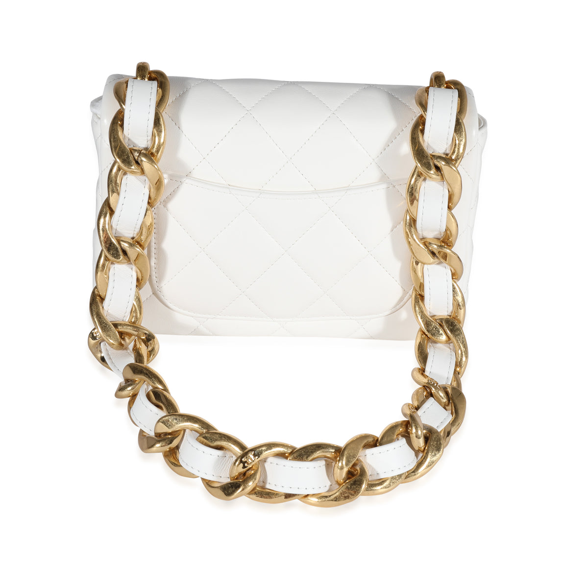 Chanel White Quilted Lambskin Small Funky Town Flap Bag Handbag pv