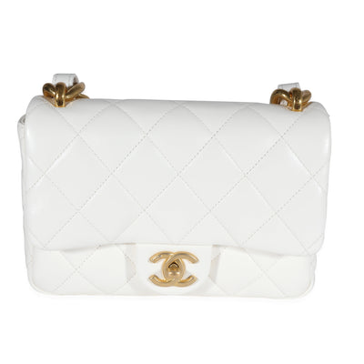 White Quilted Lambskin Small Funky Town Flap Bag