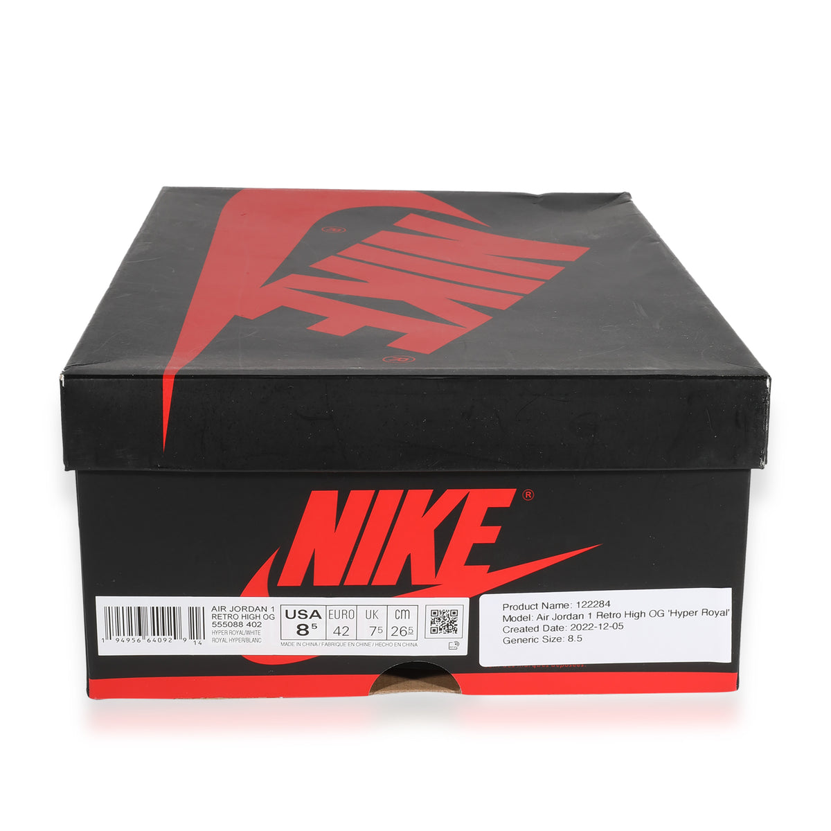 Air Jordan 1 Retro High OG 'Hyper Royal' box