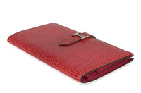 Hermès Fuchsia Lizard Classic Bearn Wallet PHW Handbag bv