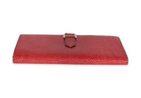 Hermès Fuchsia Lizard Classic Bearn Wallet PHW Handbag clasp