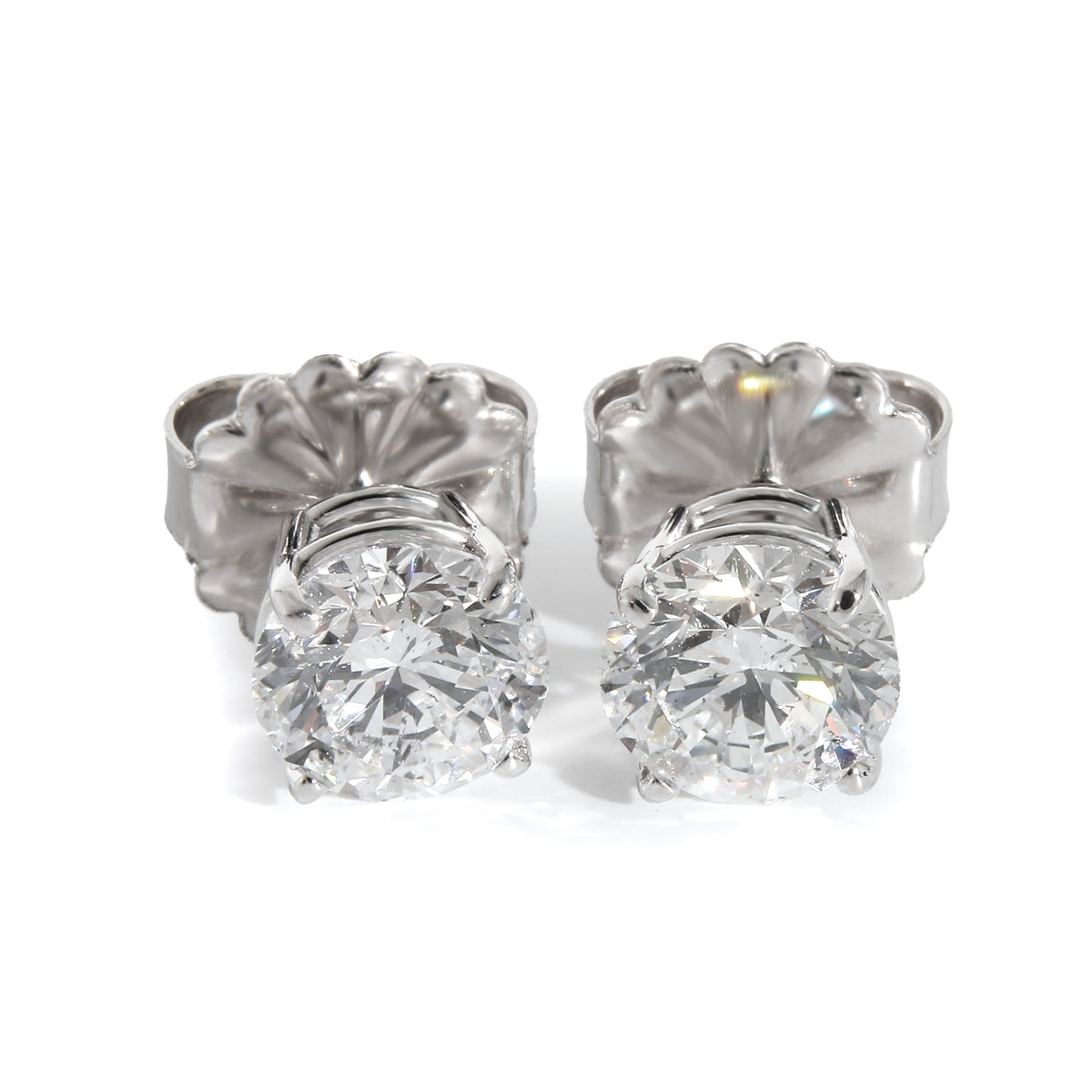 Diamond Stud Earrings in 14K White Gold (3.16 CTW)
