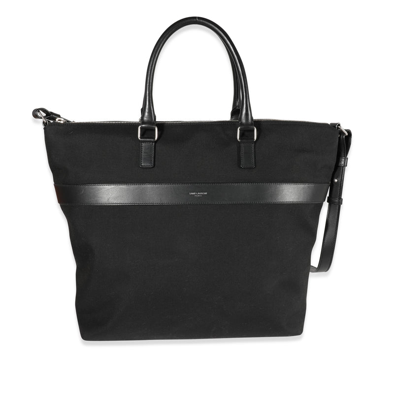 Black Canvas & Leather Tote