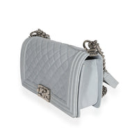 Chanel Light Blue Quilted Washed Caviar Old Medium Boy Handbag Handbag sv