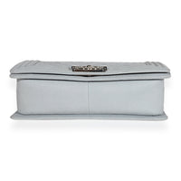 Light Blue Quilted Washed Caviar Old Medium Boy Handbag