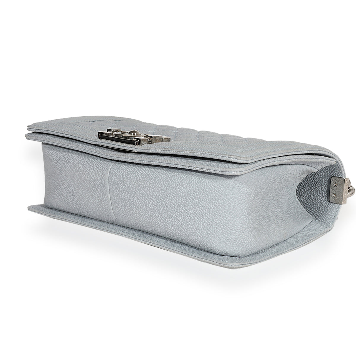 Light Blue Quilted Washed Caviar Old Medium Boy Handbag