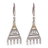 Art Deco Pyramid  Diamond Earrings in 18k White Gold 3.07 CTW