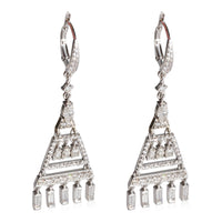 Art Deco Pyramid  Diamond Earrings in 18k White Gold 3.07 CTW