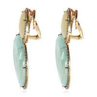 Gemstone Slice Earrings with Black Rhodium Set Diamonds in 18k Yellow Gold