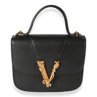 Black Smooth Leather Virtus Barocco V Small Top Handle