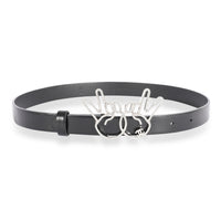 Chanel Black Calfskin Crystal Peace Sign Emoji Belt 65/26 fv