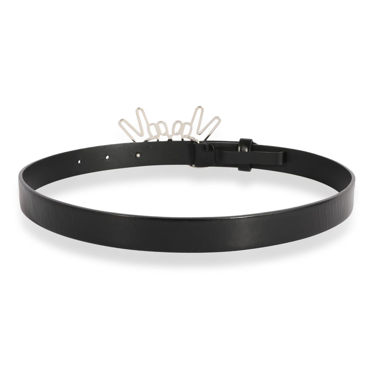 Chanel Black Calfskin Crystal Peace Sign Emoji Belt 65/26 pv