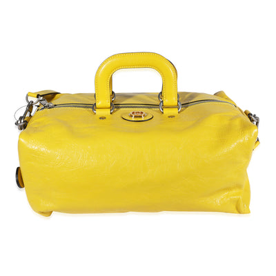 Yellow Soft Crinkled Leather Convertible Backpack Satchel