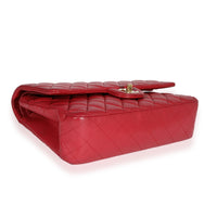 Red Quilted Lambskin Medium Classic Double Flap Bag