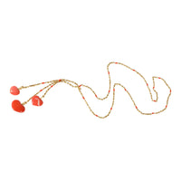 Coral Colored Hearts on Lariat Necklace Necklace in 20k Yellow Gold