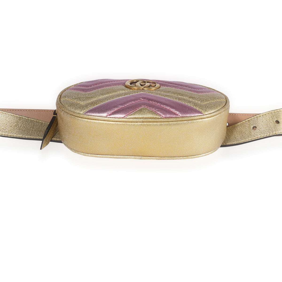 Pink & Gold Metallic Matelassé Marmont Belt Bag 85