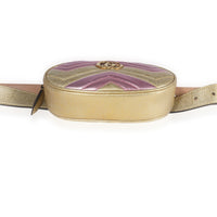 Pink & Gold Metallic Matelassé Marmont Belt Bag 85