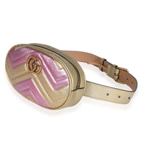 Pink & Gold Metallic Matelassé Marmont Belt Bag 85