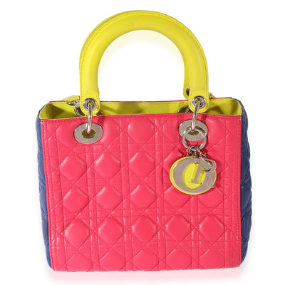 Dior Tricolor Quilted Lambskin Medium Lady Dior Bag