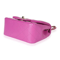 Chanel Purple Quilted Lambskin Mini Square Classic Flap Bag Handbag box