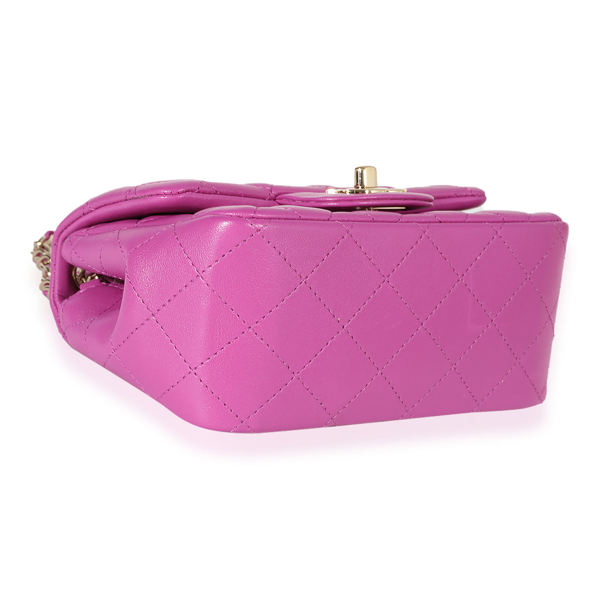 Chanel Purple Quilted Lambskin Mini Square Classic Flap Bag Handbag clasp