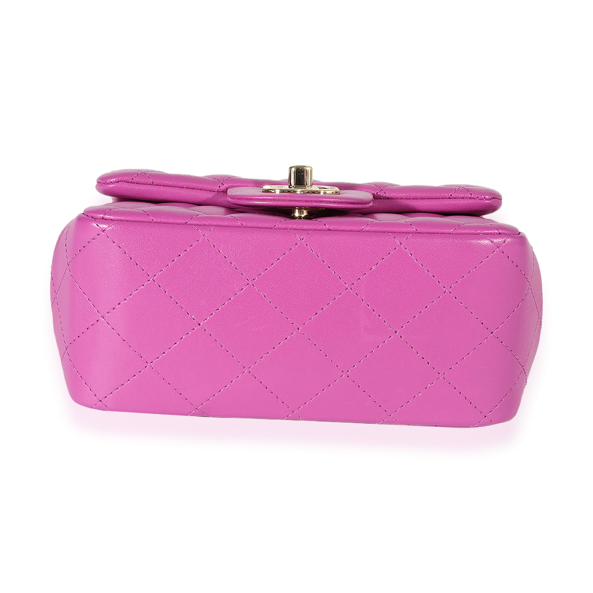 Chanel Purple Quilted Lambskin Mini Square Classic Flap Bag Handbag stamp
