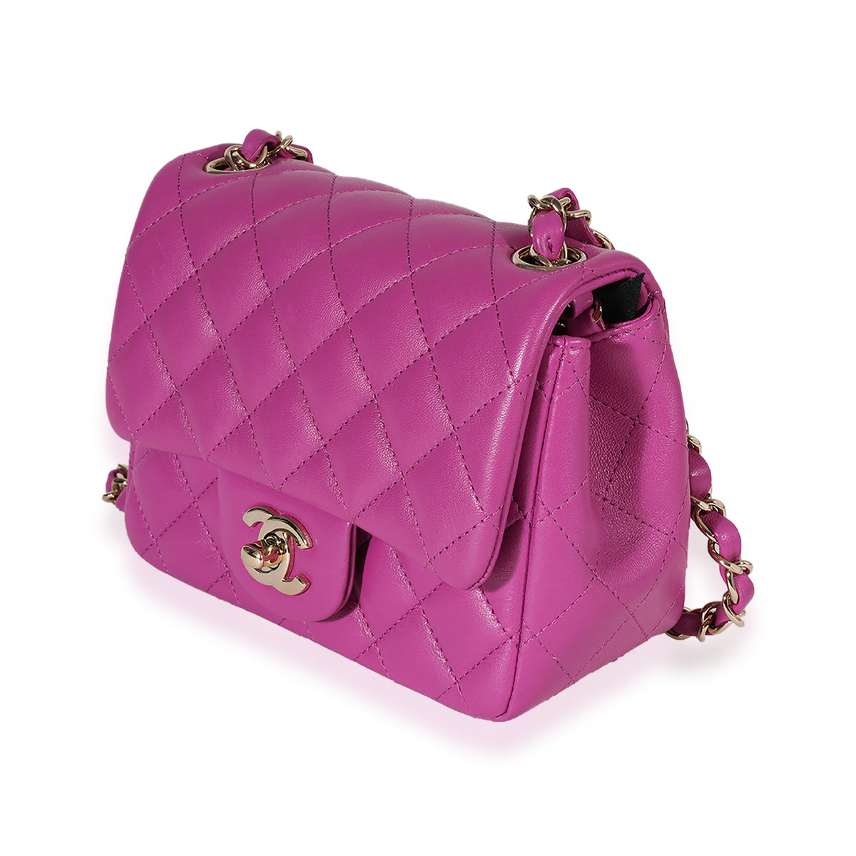 Chanel Purple Quilted Lambskin Mini Square Classic Flap Bag Handbag sv