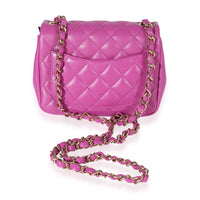 Purple Quilted Lambskin Mini Square Classic Flap Bag