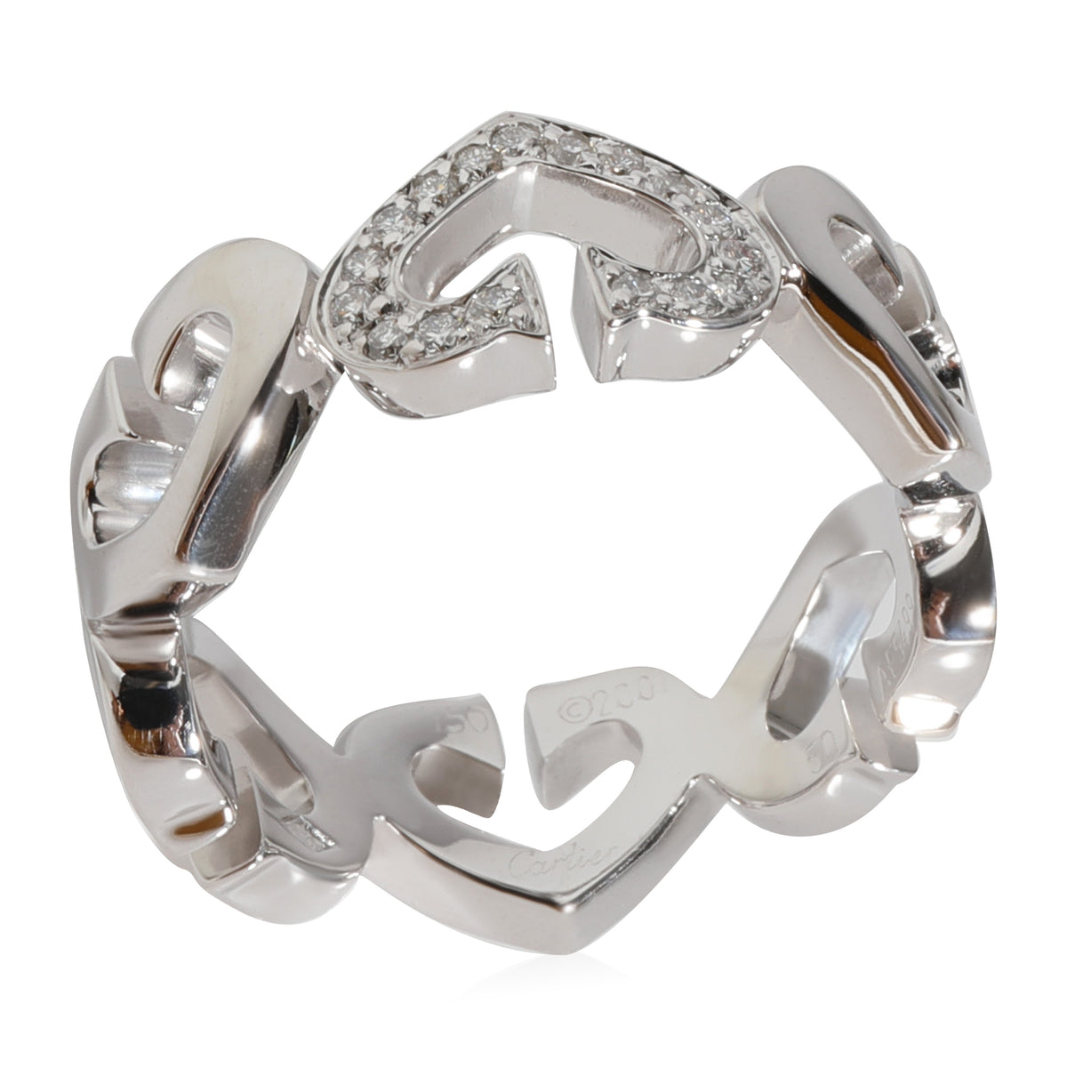 C De  Heart Ring in 18k White Gold 0.13 CTW