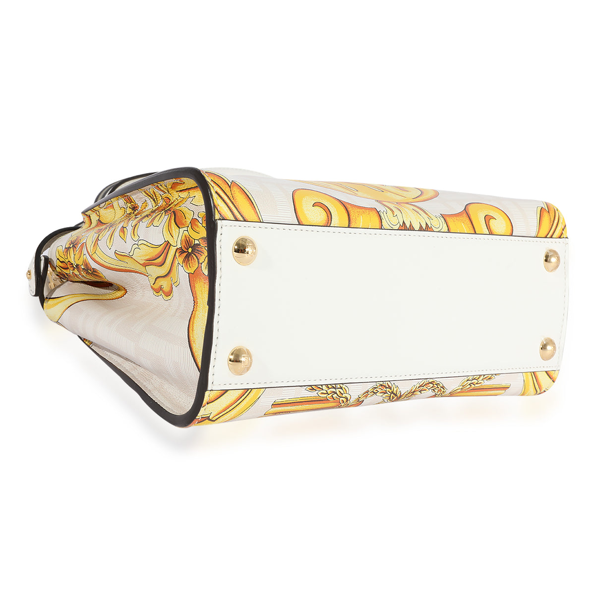 Fendi x Versace Fendace Gold Baroque & White FF Motif Mini Peekaboo Handbag clasp