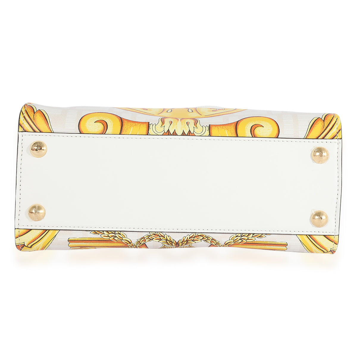 Fendi x Versace Fendace Gold Baroque & White FF Motif Mini Peekaboo Handbag stamp