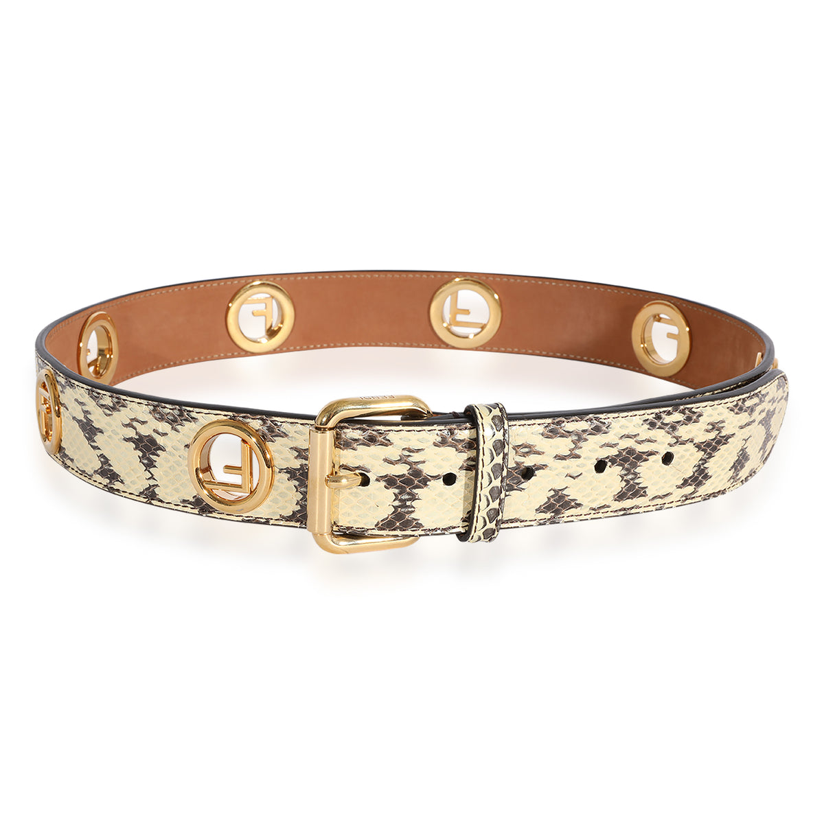 Black & Cream Python FF Motif Belt