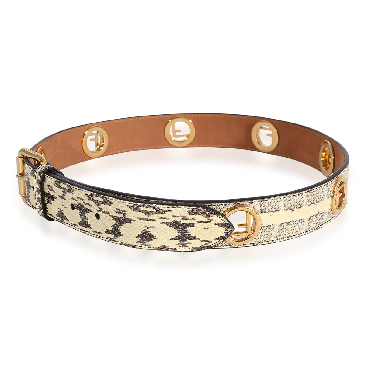 Black & Cream Python FF Motif Belt