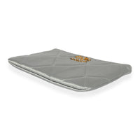 Gray Quilted Satin Chanel 19 O-Case