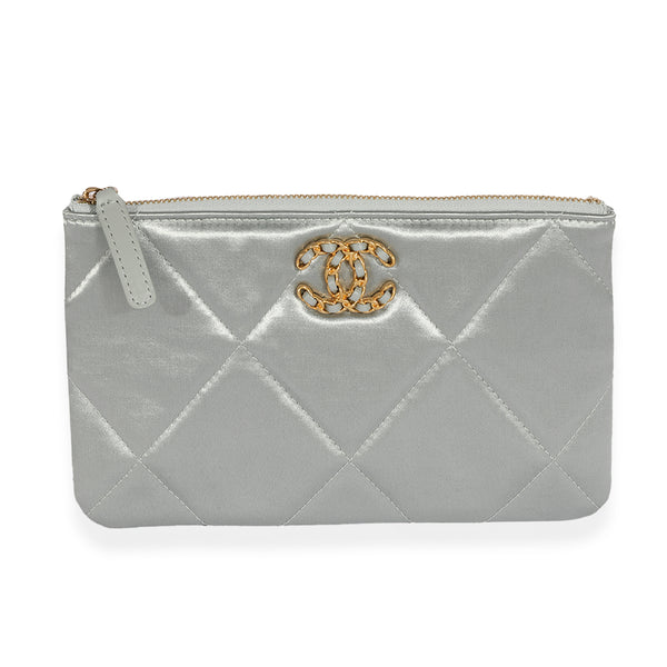 Gray Quilted Satin Chanel 19 O-Case