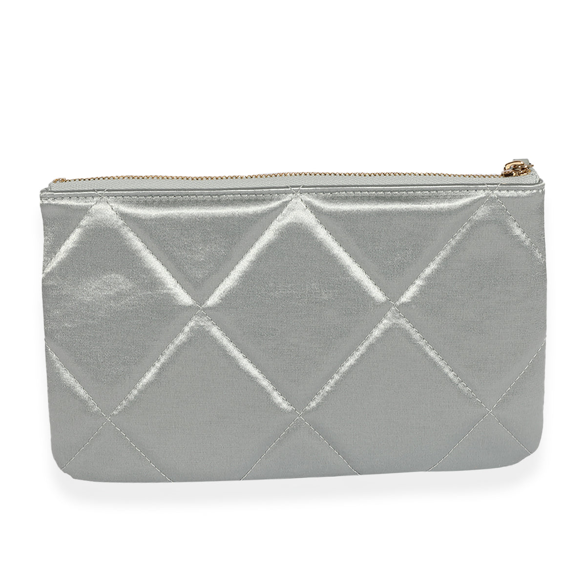 Gray Quilted Satin Chanel 19 O-Case