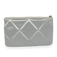 Gray Quilted Satin Chanel 19 O-Case