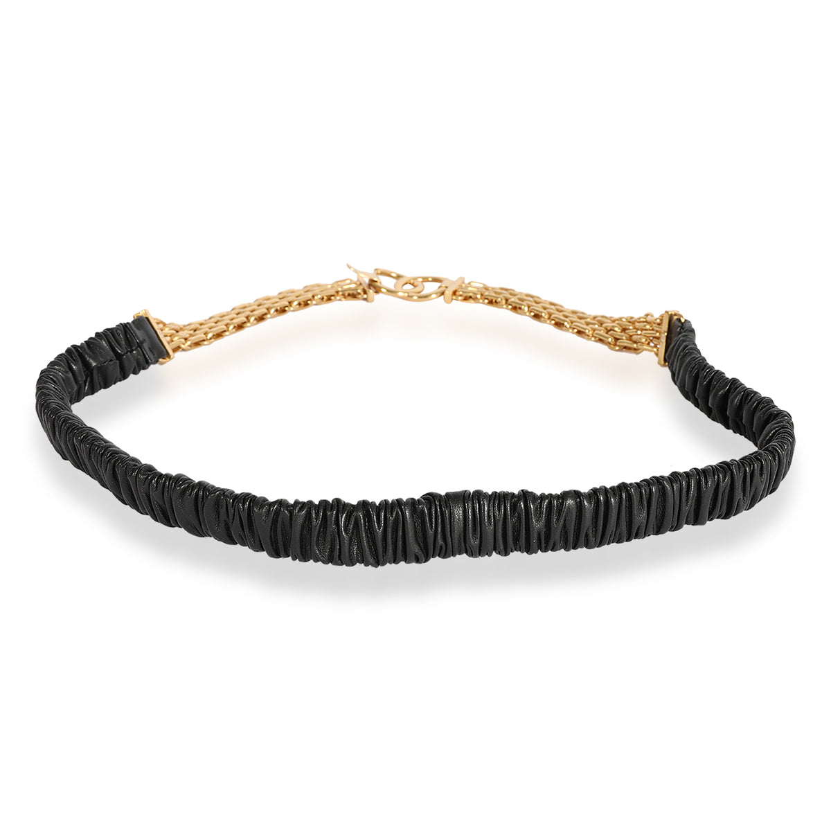 Chanel Black Elastic Lambskin & Gold Chain CC Belt pv