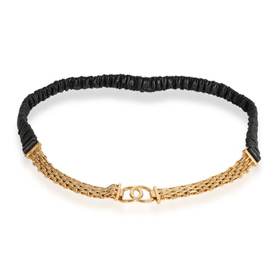 Black Elastic Lambskin & Gold Chain CC Belt