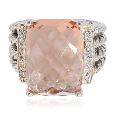 Wheaton Morganite Diamond  Ring in Sterling Silver 0.13