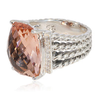 Wheaton Morganite Diamond  Ring in Sterling Silver 0.13