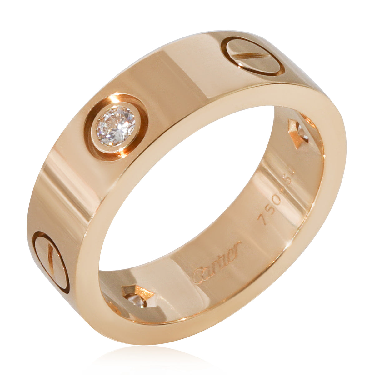 Cartier Love 3 Diamond Ring in 18k Yellow Gold 0.22 CTW