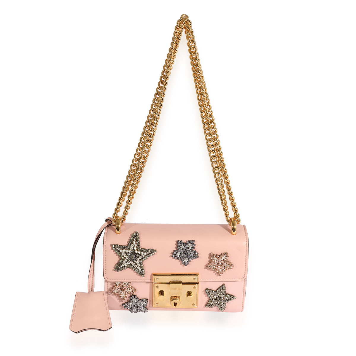 Crystal Star Pink Calfskin Small Padlock Bag