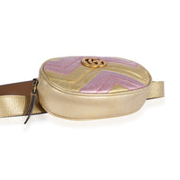 Metallic Gold & Pink Matelassé Marmont Belt Bag