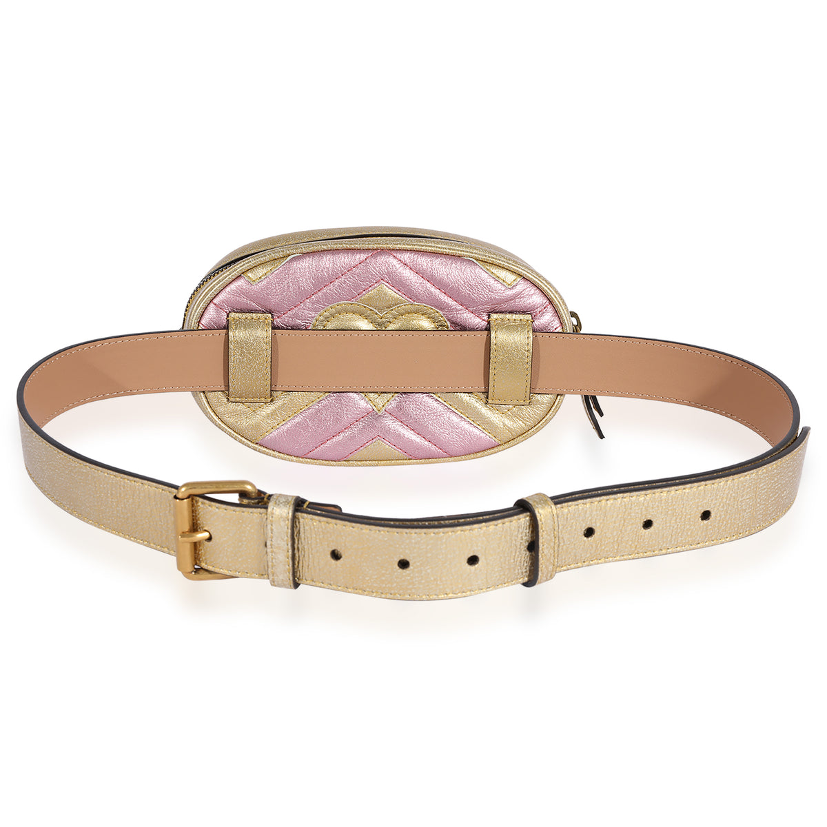 Metallic Gold & Pink Matelassé Marmont Belt Bag